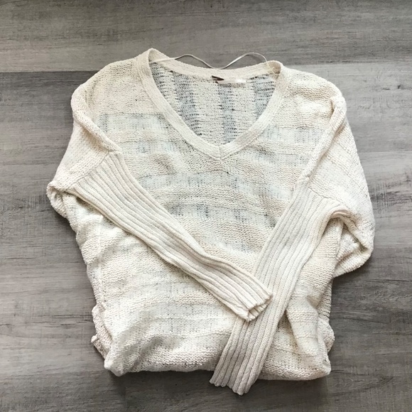 Free People Cream V-Neck Sweater - Picture 5 of 8